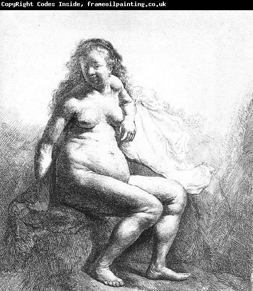 REMBRANDT Harmenszoon van Rijn Seated female nude